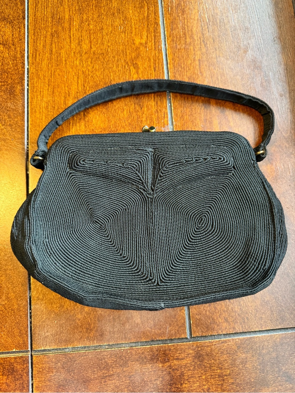 Vintage Black Evening Clutch with Top Handle